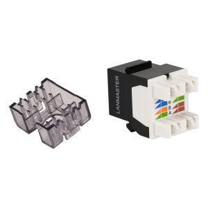 Keystone module, RJ45, category 5E, UTP, 180 degrees, with built-in shutter